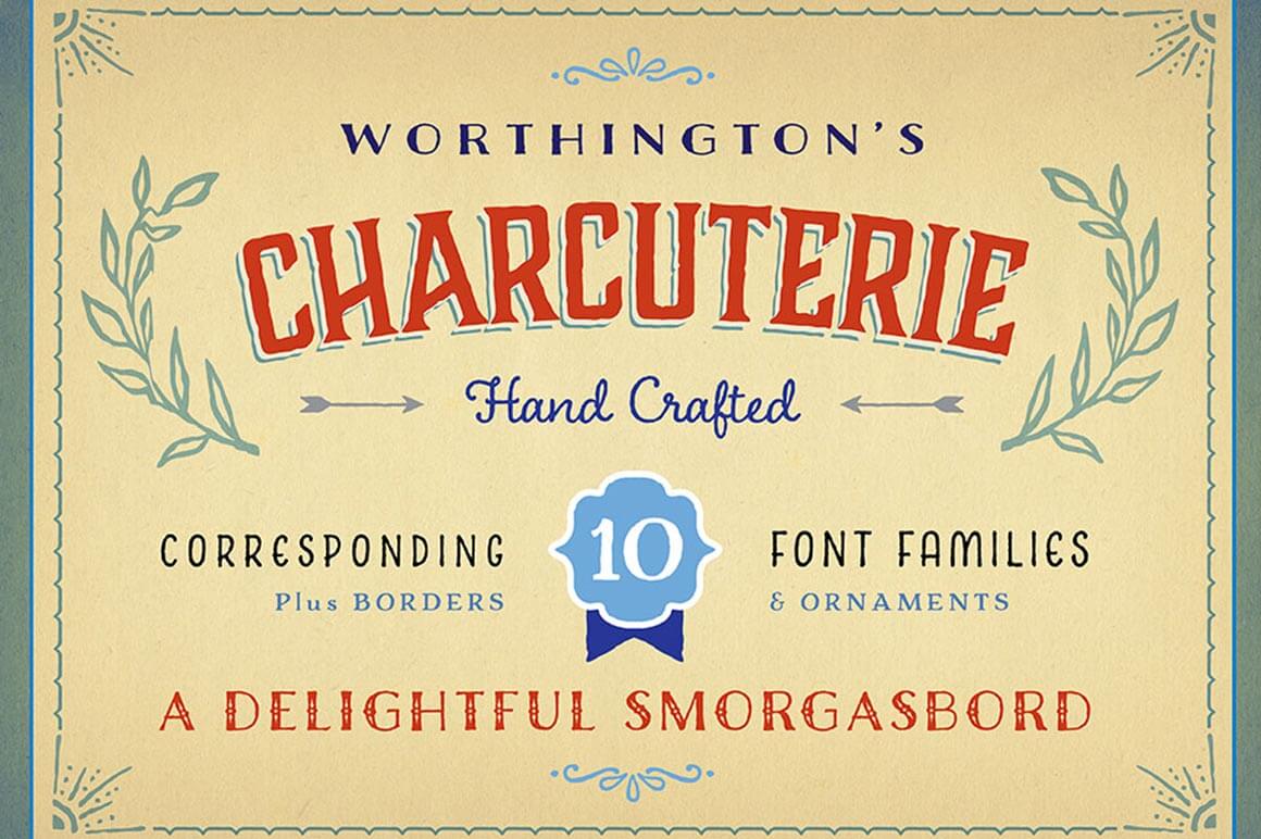 Laura Worthington's Award Winning Charcuterie Font Family (22 fonts